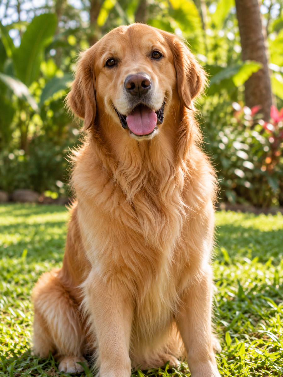 Golden retriever in a garden
