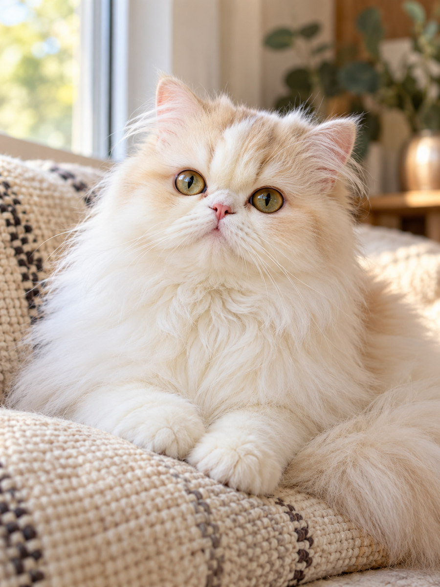 Fluffy Persian cat at home
